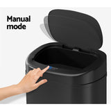 Devanti 82L Motion Sensor Bin Rubbish Automatic Black - Top-Down View