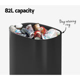 Devanti 82L Motion Sensor Bin Rubbish Automatic Black - 45-Degree Angle