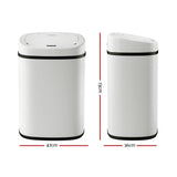 Devanti 82L Motion Sensor Bin Rubbish Automatic White - Front View