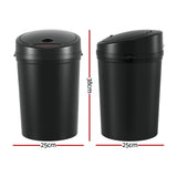 Devanti Sensor Bin Motion Rubbish Bins Kitchen Automatic Trash Can Black 9L - Front View