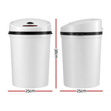 Devanti Sensor Bin Motion Rubbish Bins Kitchen Automatic Trash Can White 9L