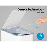 Devanti 9L Motion Sensor Bin Rubbish Automatic White - Top-Down View