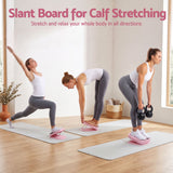 Everfit Slant Board, Balance Board, 14-Level Adjustable Incline Calf Stretcher for Stretching, Squats and Home Fitness Pink - 45-Degree Angle