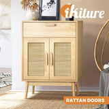 Oikiture Sideboard Rattan Hallyway Table Wood