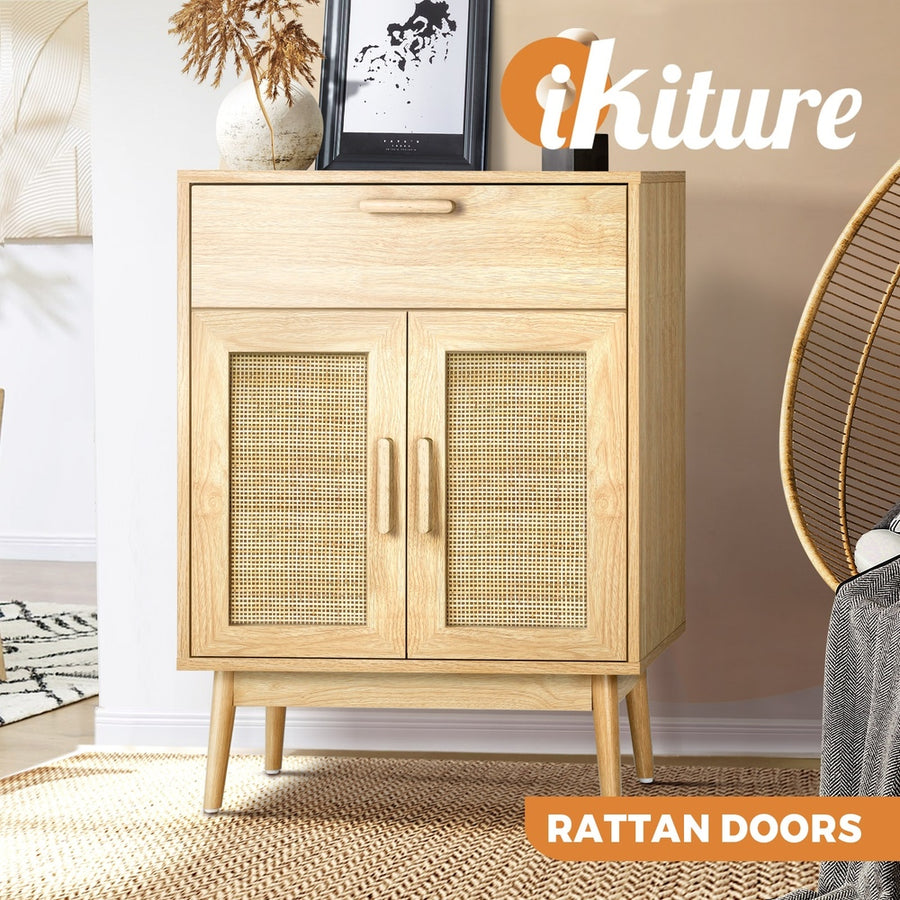 Oikiture Sideboard Rattan Hallyway Table Wood, image 6