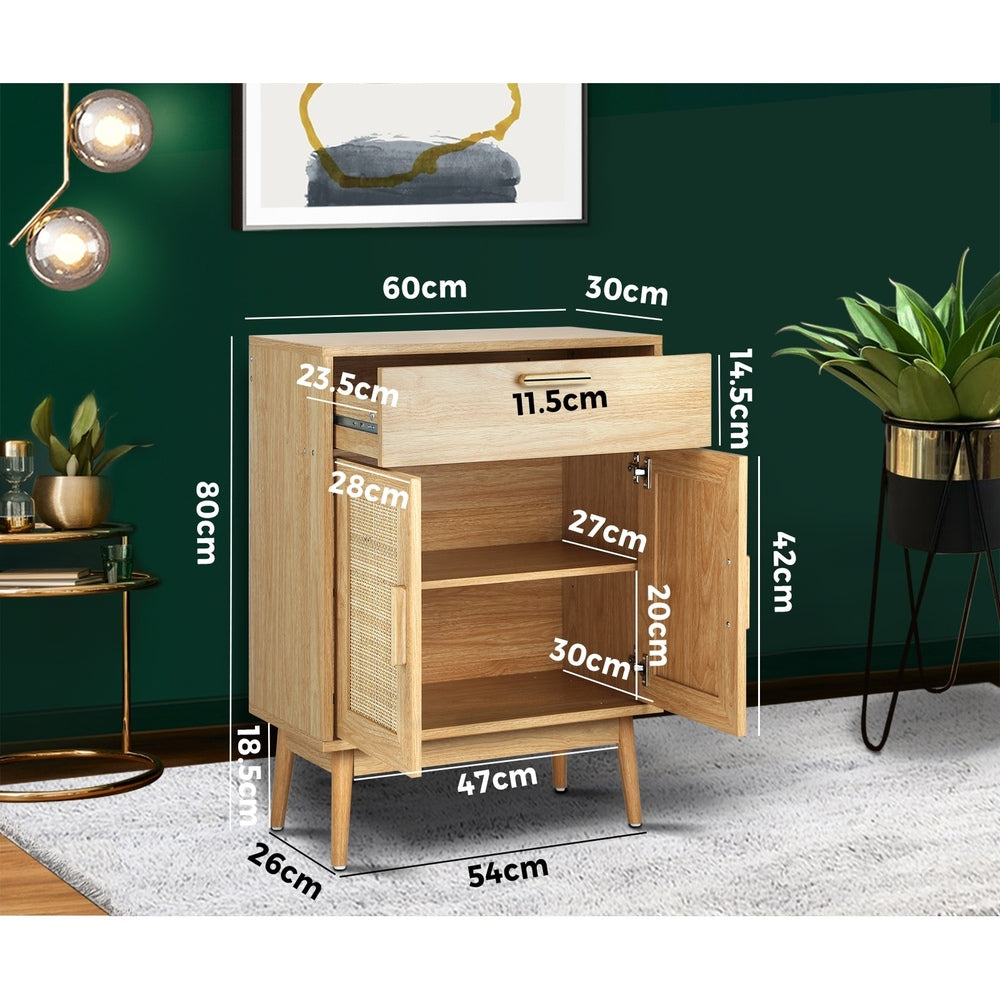 Oikiture Sideboard Rattan Hallyway Table Wood