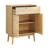 Oikiture Sideboard Rattan Hallyway Table Wood - Front View