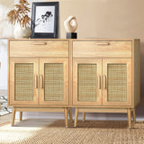 Oikiture 2x Buffet Sideboard Rattan Cupboard Cabinet Storage - Extra Image