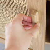Oikiture 2x Buffet Sideboard Rattan Cupboard Cabinet Storage - Front View