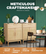 Oikiture 2x Buffet Sideboard Rattan Cupboard Cabinet Storage - Extra Image