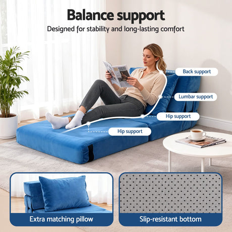 Artiss 2 Pack Folding Sofa Bed Armless Lounger Foam Floor Sofas Futons Couches, image 4