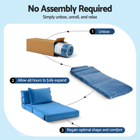 Artiss 2 Pack Folding Sofa Bed Armless Lounger Foam Floor Sofas Futons Couches, image 9