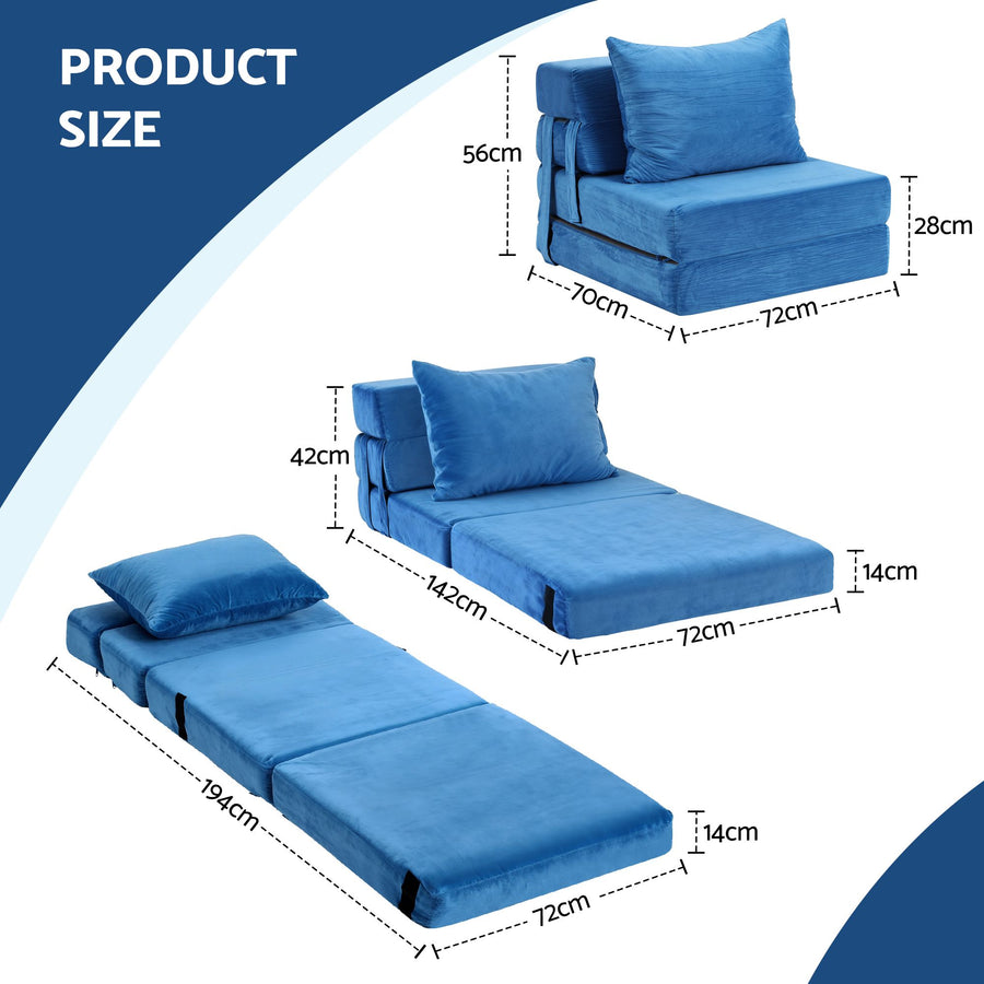 Artiss 3 Pack Folding Sofa Bed Armless Lounger Foam Floor Sofas Futons Couches, Foldable