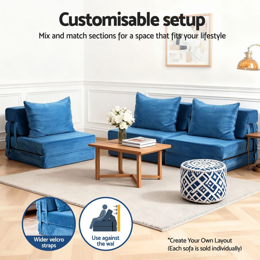 Artiss 3 Pack Folding Sofa Bed Armless Lounger Foam Floor Sofas Futons Couches, image 5