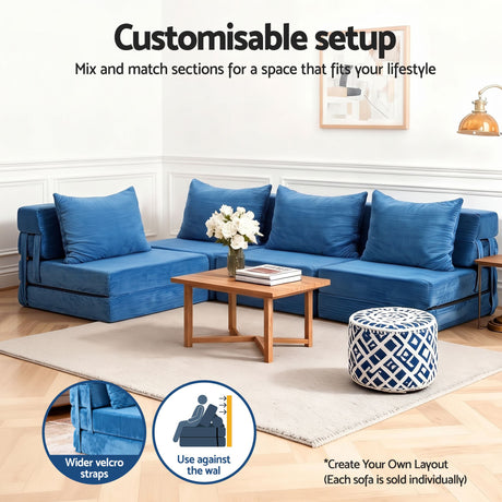 Artiss 4 Pack Folding Sofa Bed L-Shaped Modular Floor Sofas Foam Futons Couches, image 5