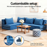 Artiss 4 Pack Folding Sofa Bed L-Shaped Modular Floor Sofas Foam Futons Couches - 45-Degree Angle