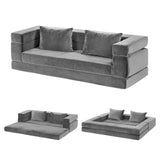 Artiss Convertible Folding Sofa Bed Pull Out Mattress Foldable Lounge Couch Grey - Front View