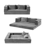 Artiss Convertible Folding Sofa Bed Pull Out Mattress Foldable Lounge Couch Grey - Top-Down View