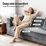Artiss Convertible Folding Sofa Bed Pull Out Mattress Foldable Lounge Couch Grey - Rear View