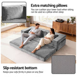 Artiss Convertible Folding Sofa Bed Pull Out Mattress Foldable Lounge Couch Grey - Close-Up Angle