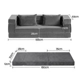 Artiss 3-in-1 Convertible Sofa Bed with Folding Mattress Velvet Foam Chair 300KG - Front View