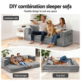 Artiss 3-in-1 Convertible Sofa Bed with Folding Mattress Velvet Foam Chair 300KG - Side View
