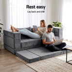 Artiss 3-in-1 Convertible Sofa Bed with Folding Mattress Velvet Foam Chair 300KG
