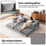 Artiss 3-in-1 Convertible Sofa Bed with Folding Mattress Velvet Foam Chair 300KG - 45-Degree Angle
