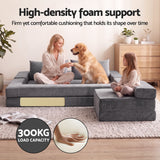 Artiss 3-in-1 Convertible Sofa Bed with Folding Mattress Velvet Foam Chair 300KG - Close-Up Angle