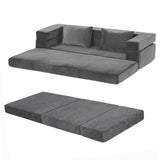 Artiss 3-in-1 Convertible Sofa Bed with Folding Mattress Velvet Foam Chair 300KG - Extra Image