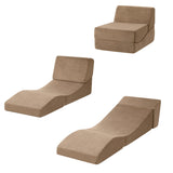 Artiss Folding Sofa Bed Convertible Armless Foam Floor Futon Lounger Couch Brown - Top-Down View