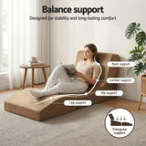 Artiss Folding Sofa Bed Convertible Armless Foam Floor Futon Lounger Couch Brown
