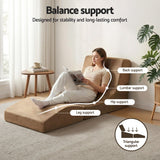 Artiss Folding Sofa Bed Convertible Armless Foam Floor Futon Lounger Couch Brown - Rear View