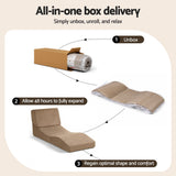 Artiss Folding Sofa Bed Convertible Armless Foam Floor Futon Lounger Couch Brown - Extra Image