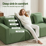 Artiss Modular 3-Seater Sofa Bed Convertible Sectional Floor Couch with Deep Seat