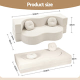 Artiss Folding Sofa Bed Floor Couch 2-in-1 Convertible Futon Loveseat Beige - Side View