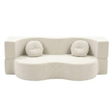 Artiss Folding Sofa Bed Floor Couch 2-in-1 Convertible Futon Loveseat Beige - Top-Down View