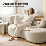 Artiss Folding Sofa Bed Floor Couch 2-in-1 Convertible Futon Loveseat Beige - Rear View
