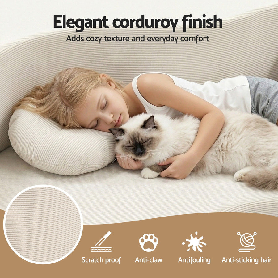 Artiss Folding Sofa Bed Floor Couch 2-in-1 Convertible Futon Loveseat Beige