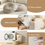 Artiss Folding Sofa Bed Floor Couch 2-in-1 Convertible Futon Loveseat Beige - Extra Image