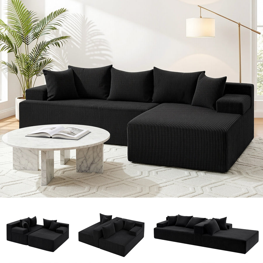 Artiss Modular Sectional Sofa Bed Convertible L-Shaped Couch with Deep Seat for Living Room