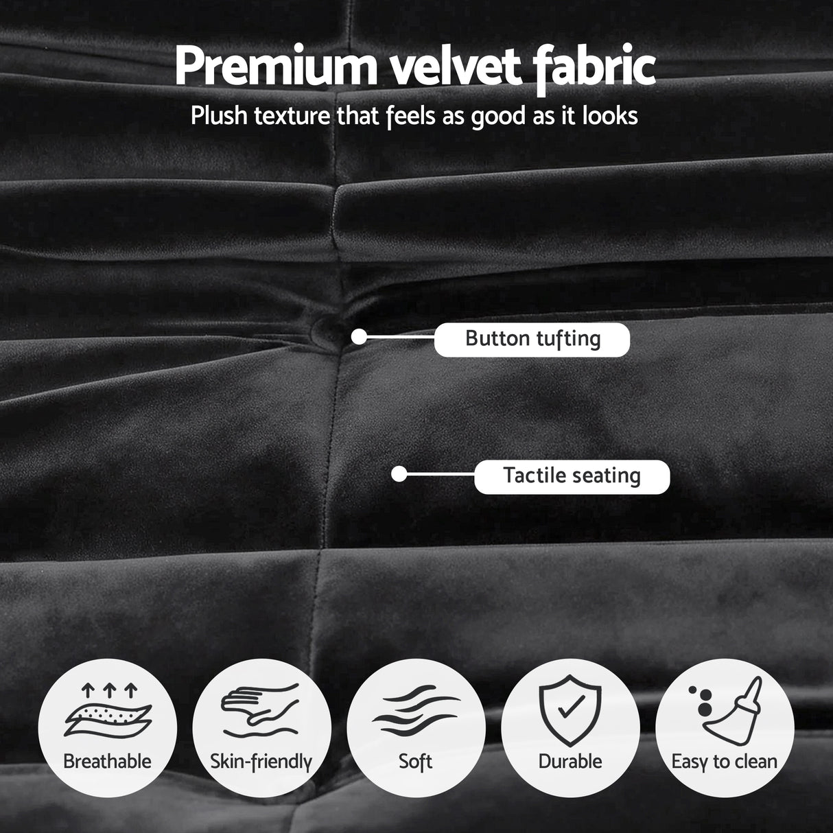 Artiss Lazy Sofa 2 Seaters Accent Caterpillar Chair Floor Couch Armless Lounge