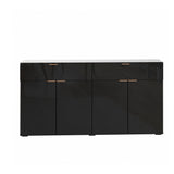 Oikiture Sideboard High Gloss 4 Doors 2 Drawers Black