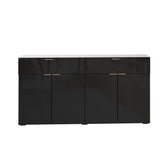 Oikiture Sideboard High Gloss 4 Doors 2 Drawers Black - Side View