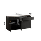 Oikiture Sideboard High Gloss 4 Doors 2 Drawers Black