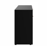 Oikiture Sideboard High Gloss 4 Doors 2 Drawers Black