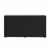 Oikiture Sideboard High Gloss 4 Doors 2 Drawers Black