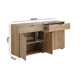 Oikiture Sideboard 4 Doors 2 Drawers Natural