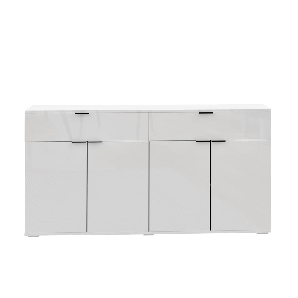 Oikiture Sideboard High Gloss 4 Doors 2 Drawers White