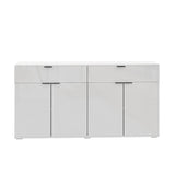 Oikiture Sideboard High Gloss 4 Doors 2 Drawers White - Close-Up Angle